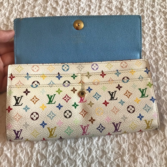 Authentic Louis Vuitton Sarah wallet long multicolore white Tresor Portefeiull - Picture 7 of 16